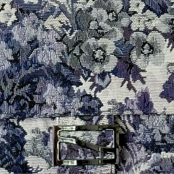 Floral Blue While Lace Rectangular Purse Shoulderbag Fold Over Snap Closure - Picture 2 of 16